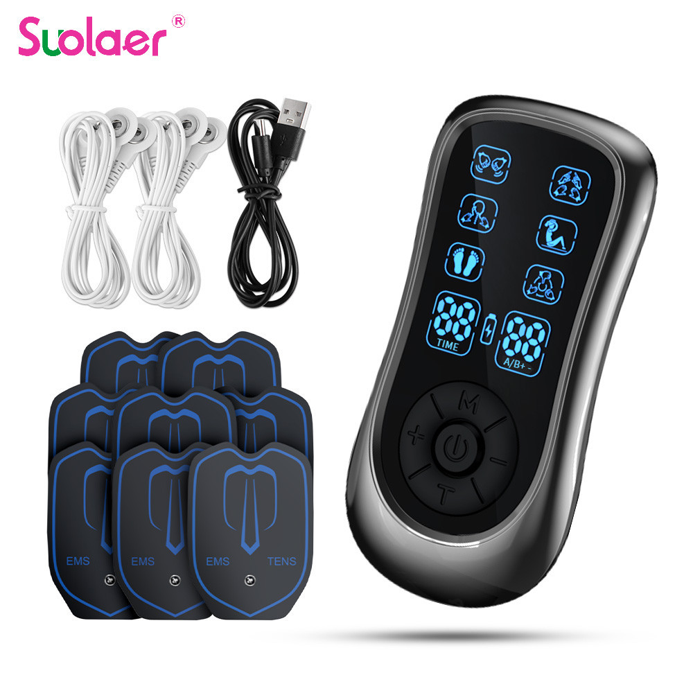 Suolaer EMS Eletric Professional กล้ามเนื้อกระตุ้นกายภาพบําบัด Tens หน่วยเครื่อง Pulse Impulse Mini Full Body Massager 6 โหมด
