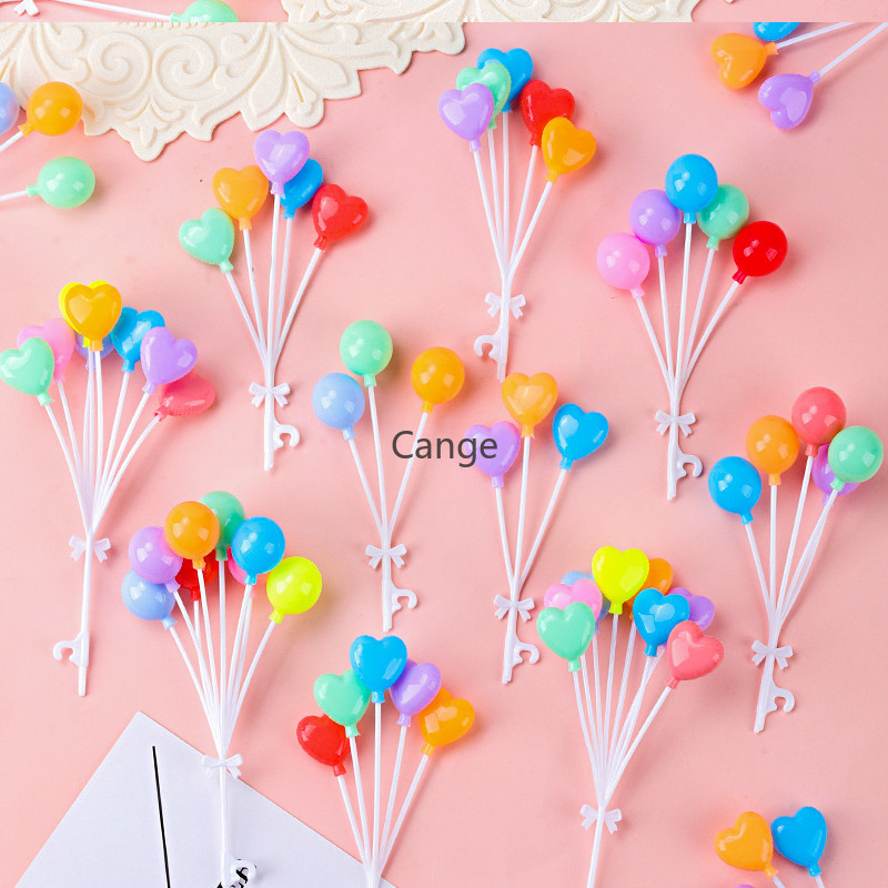 Ins สีสัน Macaron Love รอบบอลลูน String เค้กตกแต่ง Plugin การ์ตูนตกแต่งวันเกิด
