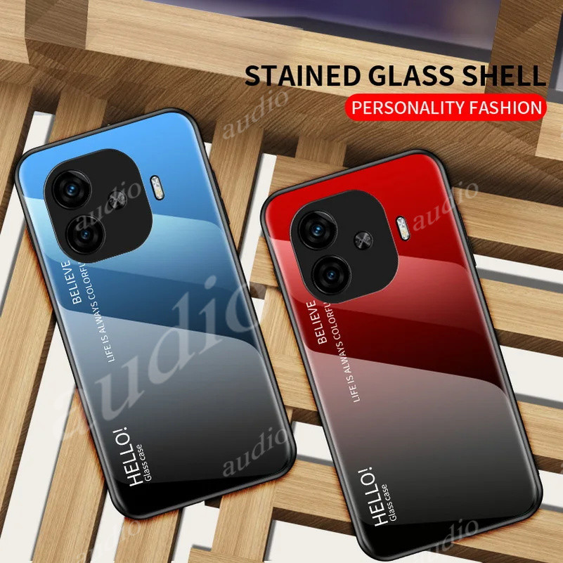 ปลอกสําหรับ IQOO z9 z9X 5G 2024 Gradient สีกระจกนิรภัยสําหรับ IQOO z9 z9X Z 9 X 9x iQOOZ9 iQOOZ9x 5G