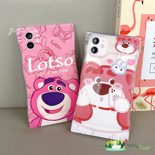สำหรับ iPhone 11 13 Pro Max Case For เคสไอโฟน 14 12 Pro Max X XR XS MAX 7 8 14 Plus สตรอเบอร์รี่หมี สไตล์ รุ่นลูกอม เคส