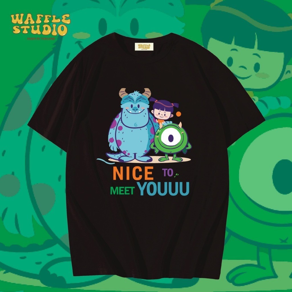 [  🔥 ] WS0065 เสื้อยืดโอเวอร์ไซส์ เสื้อยืดเกาหลี ผ้าคอตตอน100% เสื้อยืด Monster Inc 100%cotton S-5XL