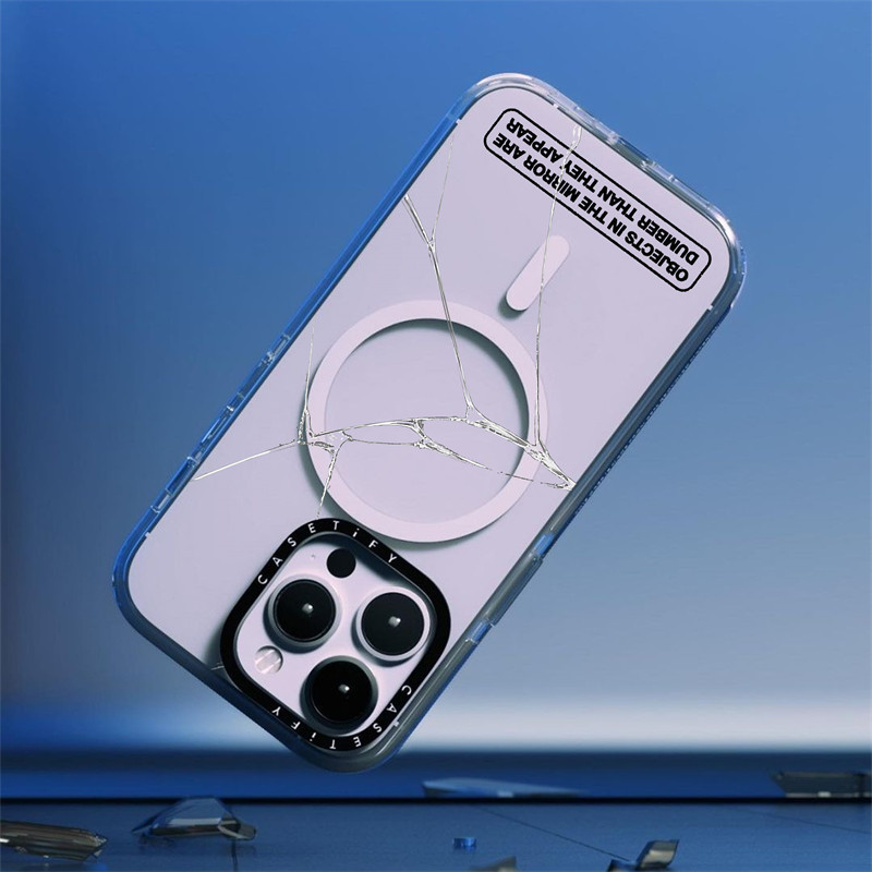 Casetify X OBJECTS ในกระจกแม ่ เหล ็ กดูด Clear Hard อะคริลิคด ้ านหลัง TPU Edge กรณี Sideband ตัวอักษรเคสโทรศัพท ์ Impact สําหรับ Apple IPhone 13 14 15 Pro Max