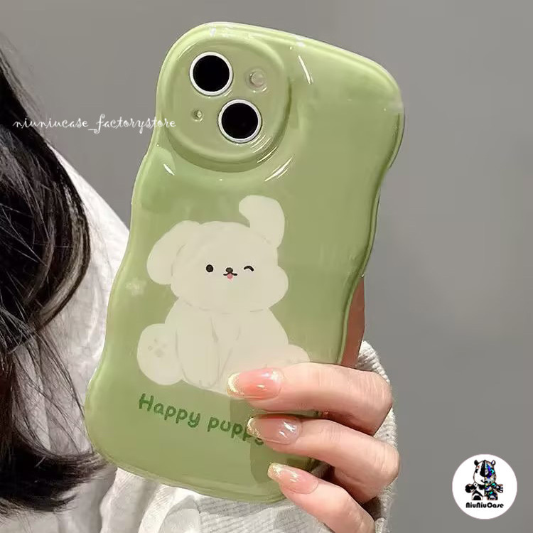 For iPhone 11 15 14 13 12 Pro MAX 7 8 Plus X XR XS เคสโทรศัพท์มือถือ Plush Toys ขอบคลื่นรูปแบบการ์ตูนฟอง กันกระแทกน่ารัก