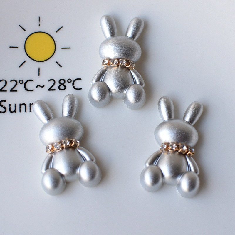 Minmin Silver Matte Silver สีเทากระต่ายหมี Love เครื่องประดับ DIY Jibitz INS รองเท้า Accessorie รองเท้าหัวเข็มขัดตกแต่ง