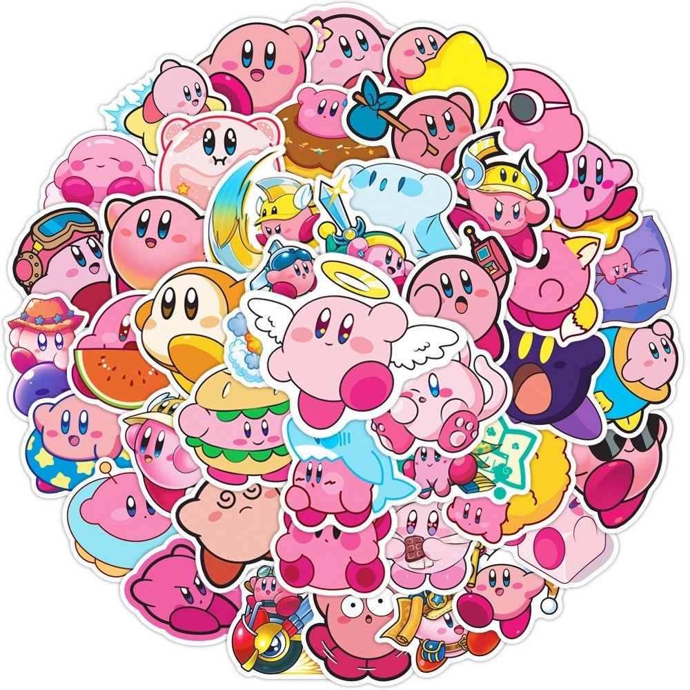 Y&P| ชุดสติ๊กเกอร์ Kirby ชุดสติ๊กเกอร์กราฟิตี้กันน้ำลายการ์ตูน, 50 แผ่น/ชุด