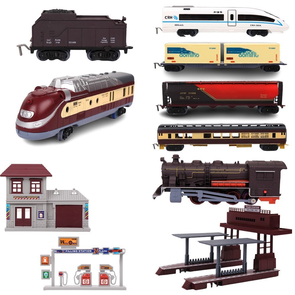 โมเดลรถไฟจําลองรางรถไฟรถคลาสสิกชุดรถไฟของเล ่ นสินค ้ าคุณภาพสูง