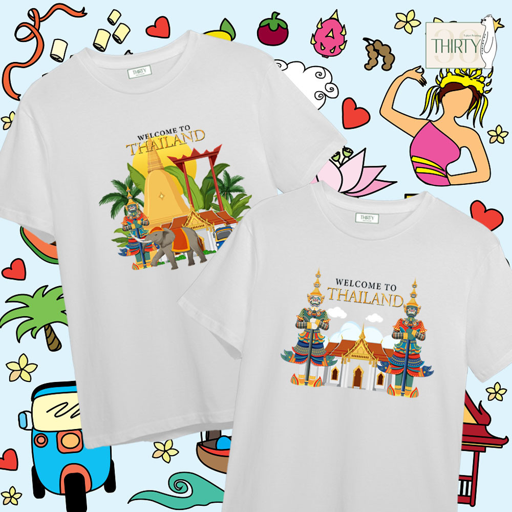 S-5XL Welcome to Thailand เสื้อยืดUnisex (ผ้าcotton 100% สกรีนชัด สีสด ติดทน)