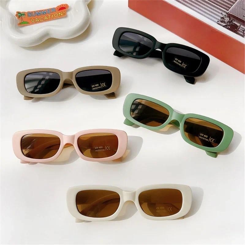 เด็กน่ารัก Vintage Frosted สี่เหลี่ยมผืนผ้า UV400 แว่นตากันแดดกลางแจ้งเด็กผู้หญิงแว่นตากันแดดหวานป้องกันคลาสสิกเด็กแว่นตากันแดด
