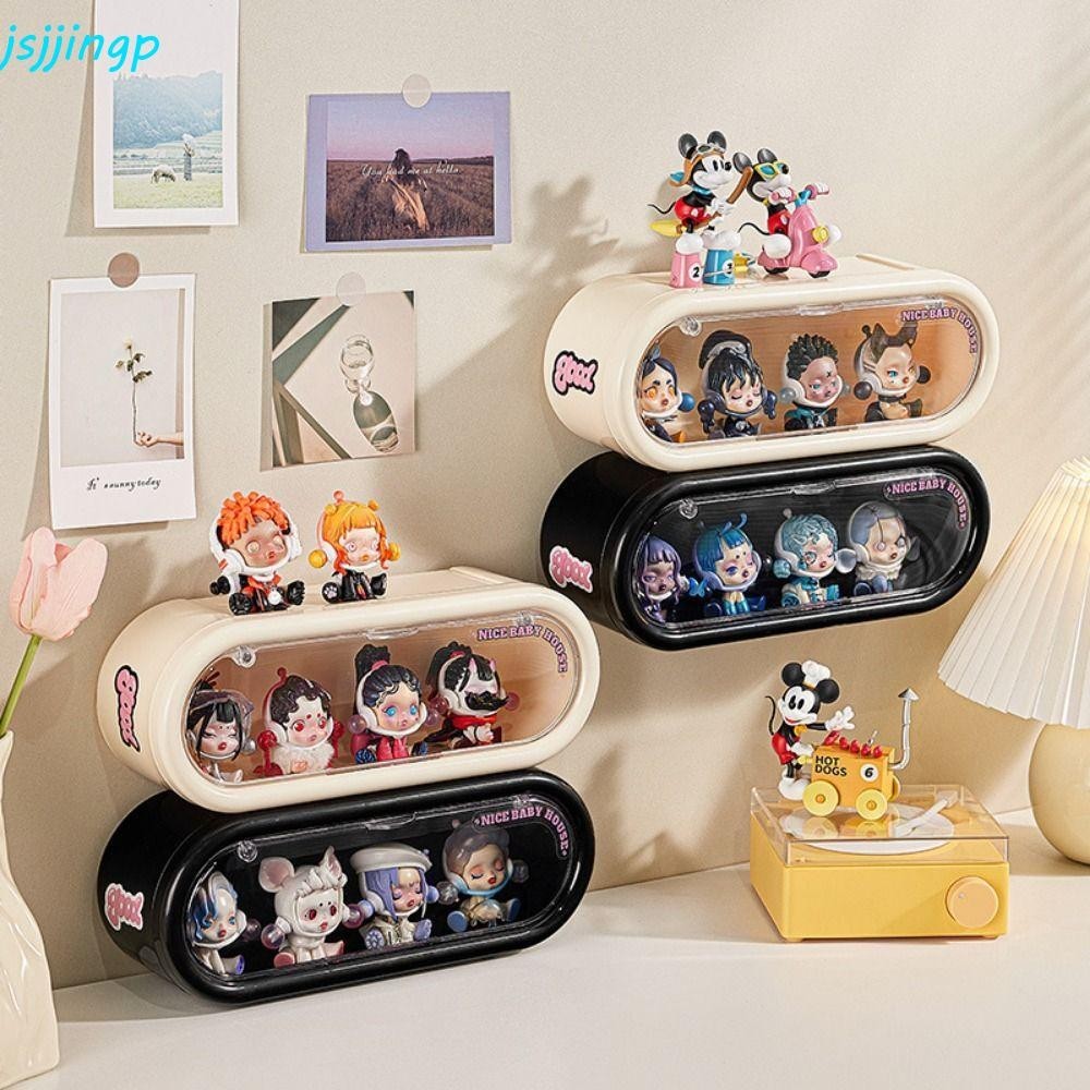 Jsjjingp ชั้นวางฟิกเกอร์, ขาตั้งจอแสดงผลอะคริลิคใสติดผนัง, เคสแสดงผล Minifigure ทําด้วยมือความจุขนาดใหญ่ที่ถอดออกได้ Popmart Storage Case ของเล่น