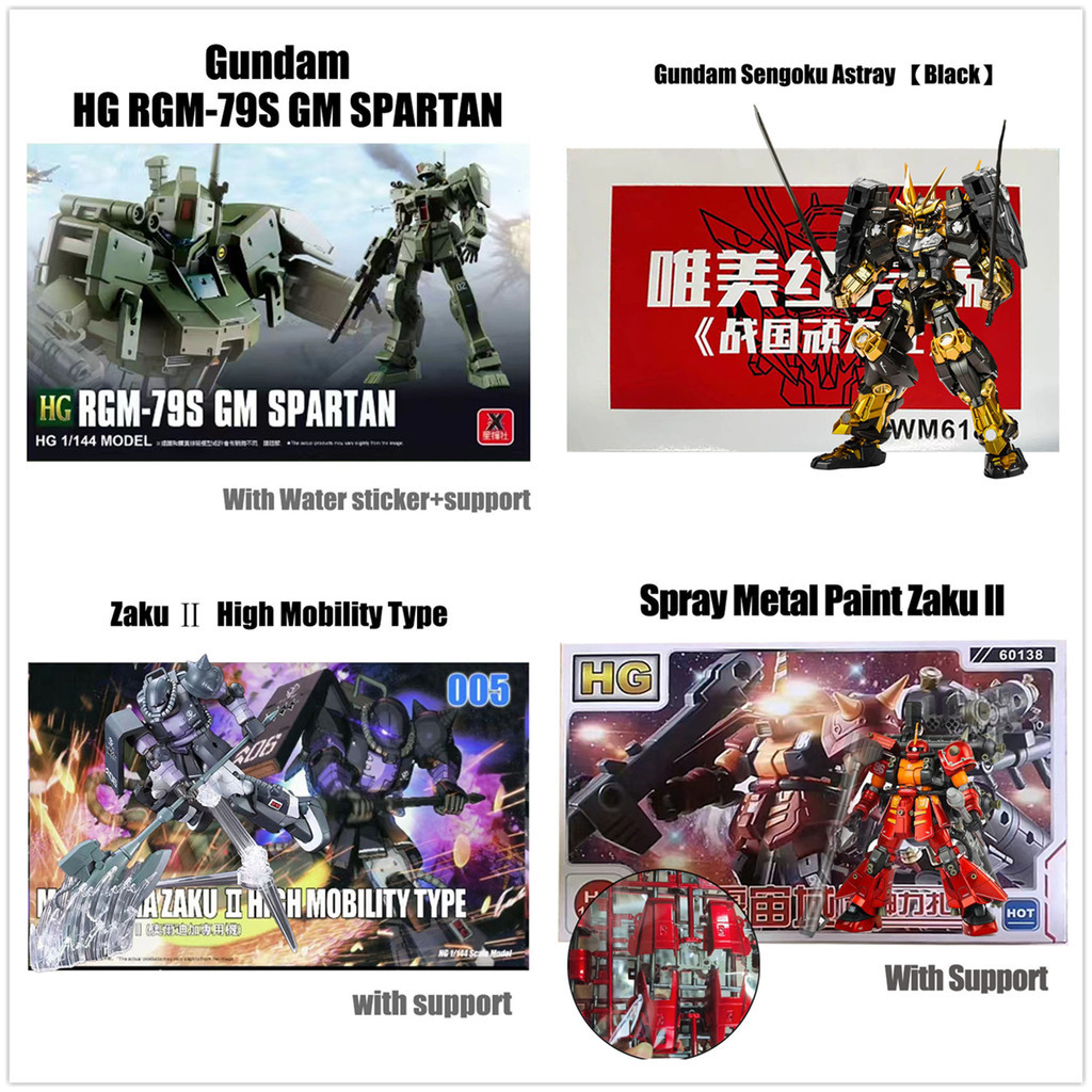 Sengoku Astray กรอบสีแดง Gundam HG Schwarzette GM Spartan Sdex RX-78-2 Hello Kitty Gundam Casval Rem Deikun Zaku II Assembly Model 1/144 HG Oo Qant Shia Model Gifts