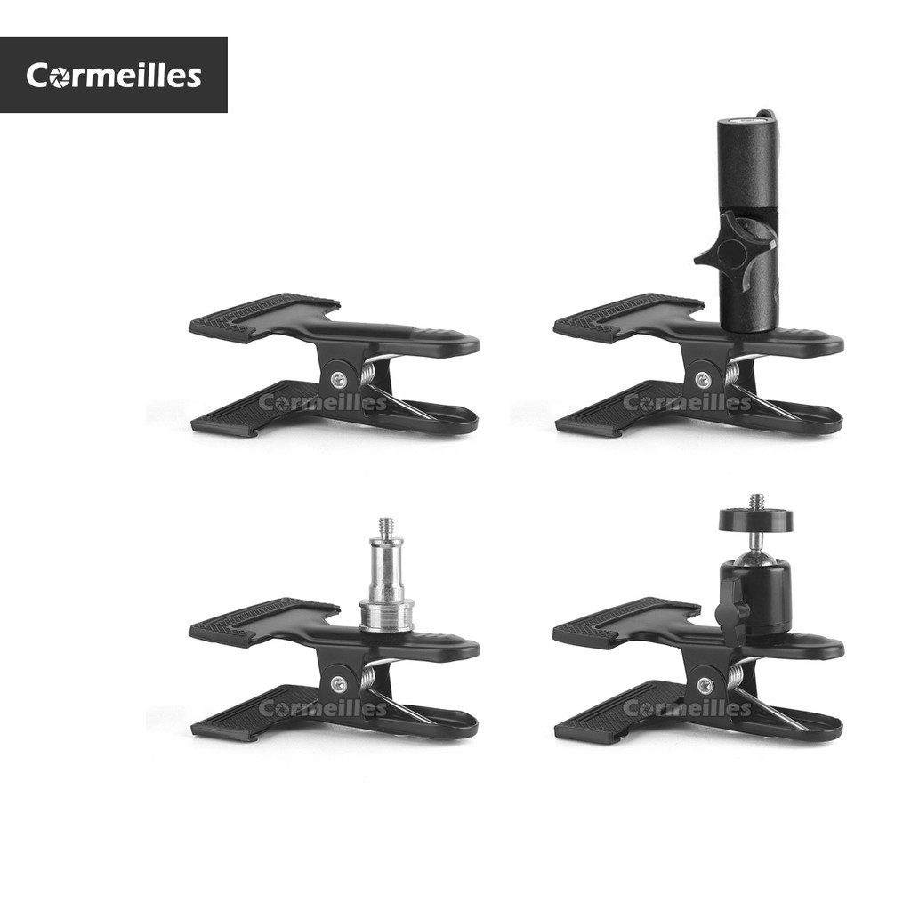 ขาตั ้ งกล ้ องคลิป Clamp Mount Flash Reflector ผู ้ ถือสําหรับสตูดิโอฉากหลังกล ้ อง 360 หมุนขาตั ้ งกล ้ อง Mini Ball Head มาตรฐาน 1/4 ✺ สกรู