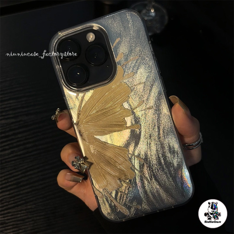 For iPhone 11 เคส Silver Feather Holographic Laser Case ผีเสื้อ TPU For iPhone 12 13 14 15 Pro max X XR XS MAX 7 8 Plus