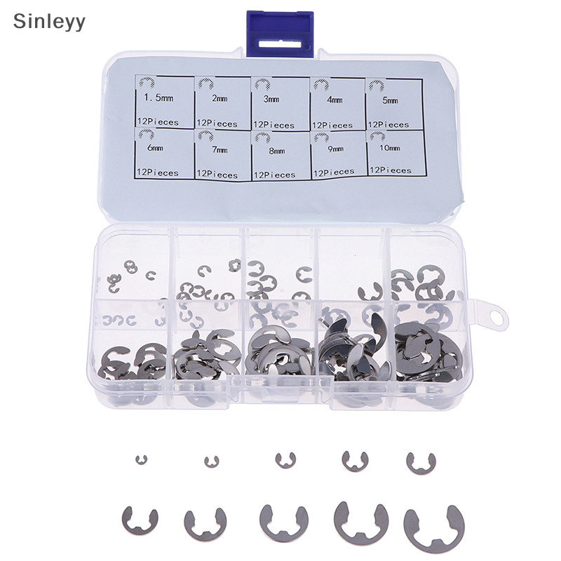 Nl 120 ชิ้น/กล่อง 304 สแตนเลส E-Clip ยึด Circlip Assortment Kit M1.5 ~ M10 N