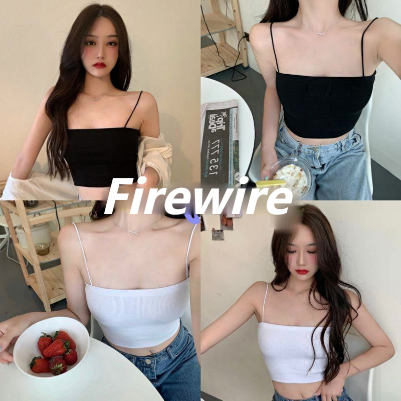 Firewire🔥พร้อมส่ง🔥ครอปแขนสั้น เสื้อสายเดี่ยวมีซับใน tank top bra ผ้านุ่ม ใส่สบาย (DW-02) -H