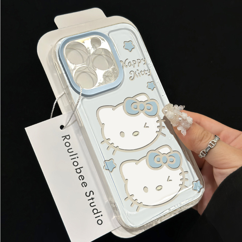 สติกเกอร ์ หัวใหญ ่ ลาย Hello Kitty ซิลิโคนใสเคสโทรศัพท ์ นุ ่ มเหมาะสําหรับ iPhone x/xs/xr/xsmax/7/8plus/11Promax/12/13/14Promax/15กันกระแทกรวมทุกอย ่ างเคสป ้ องกัน 5CKZ