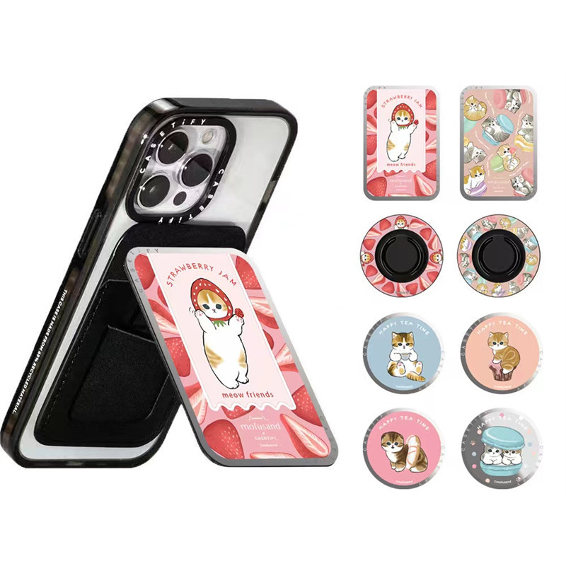 Casetifymoffusand Cats Snappy Cardholder Stand Magnetic compatible universal Grip Magnetic case mirror Creative Telescopic พับ PC โทรศัพท์ Grips กล่องบรรจุ