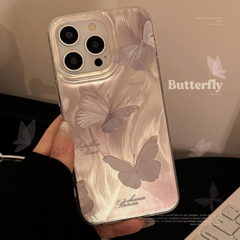 Iphone Feathered Fox Fur Girl Instagram-style Fairy ผีเสื้อสีชมพูที่สวยงามและมีสไตล์ Fall-proof Shock-damping Case สําหรับ 7 7plus 8 8plus Xs Xr 11 12 13 14 15 Pro Plus Promax