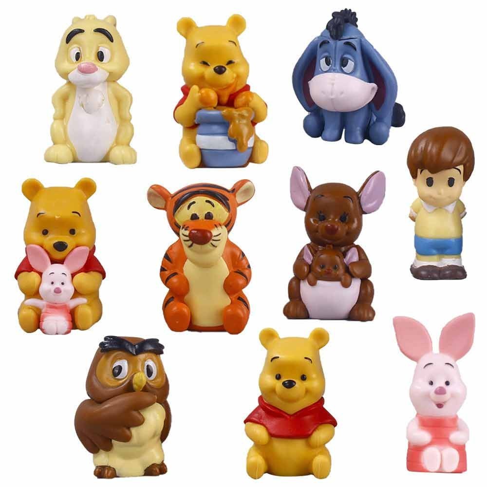 10Pcs/Set 5-6cm Disney Anime Cartoon Winnie the Pooh Piglet Robin Tigger Eeyore Rabbit Roo Pooh Bear