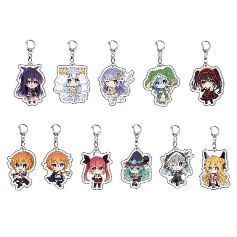 24H Shipdate A LIVE พวงกุญแจอะคริลิคสไตล์เดียวกันอุปกรณ์ต่อพ่วงส่วนบุคคลจี้สองด้านแขวน Tohka Yatogami Kotori Itsuka Shido Itsuka รอบจี้ขนาดเล็ก
