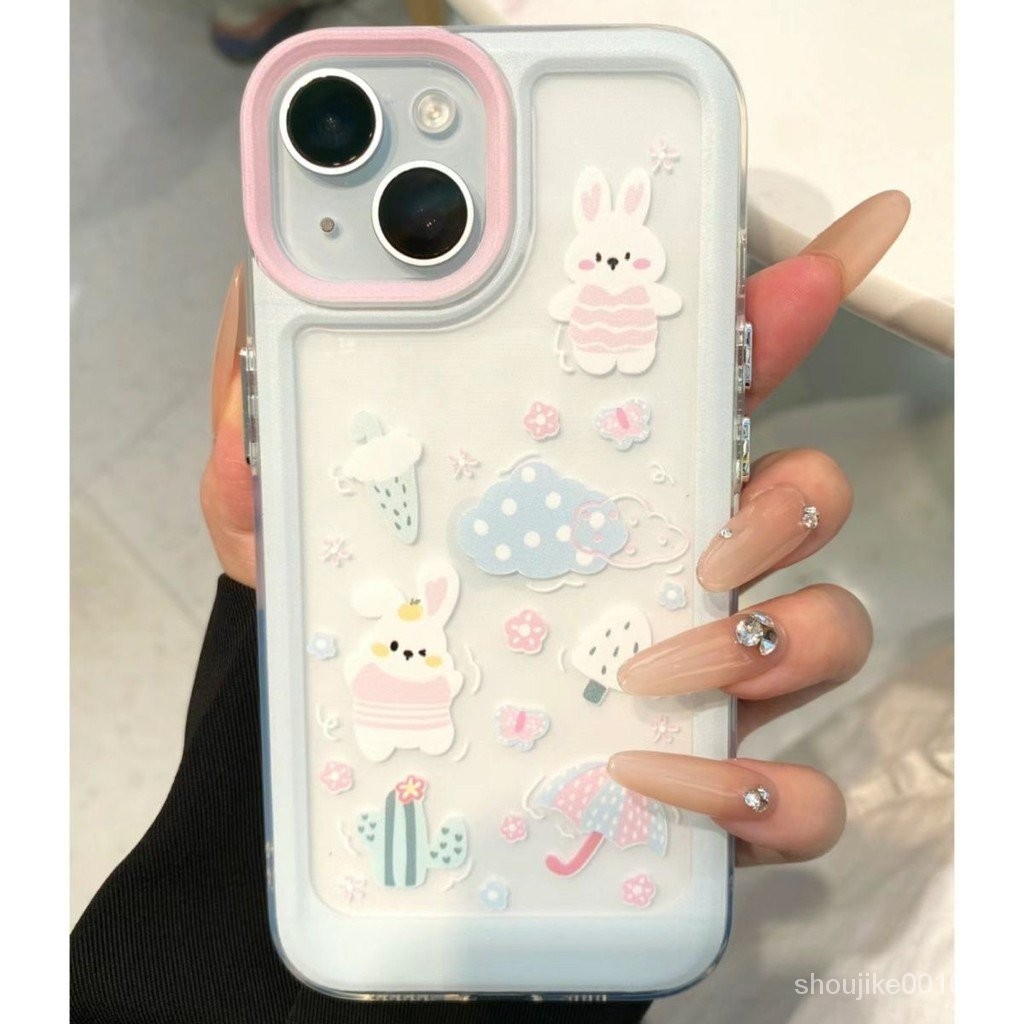 Graffiti Spring Bunny Apple 15/14/13promax เคสโทรศัพท ์ 12/11 Soft Case xr/xs Straight Edge 7plus Space Case VE5M