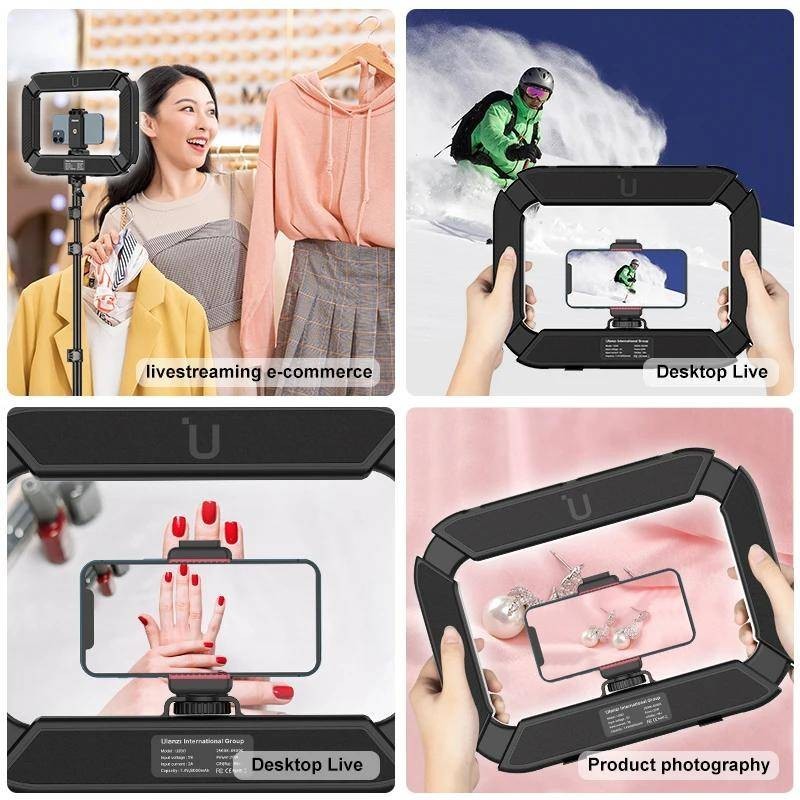 Ulanzi U200 U-200 สมาร์ทโฟน Video Rig LED Video Light 2 in 1 แหวนรองเท้าเย็นสําหรับไมโครโฟน Tiktok Youtube Live Rig Light