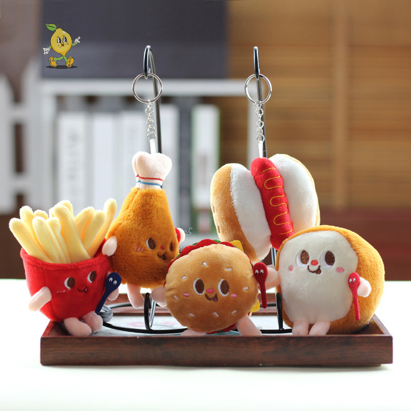 [mozh] Hamburg Hot Dog Fries ขนมปังกลองตุ๊กตาจี้พวงกุญแจการ์ตูนสร้างสรรค์กระเป๋าตกแต่งอุปกรณ์เสริมกุญแจรถสําหรับสาวของขวัญ [TH]