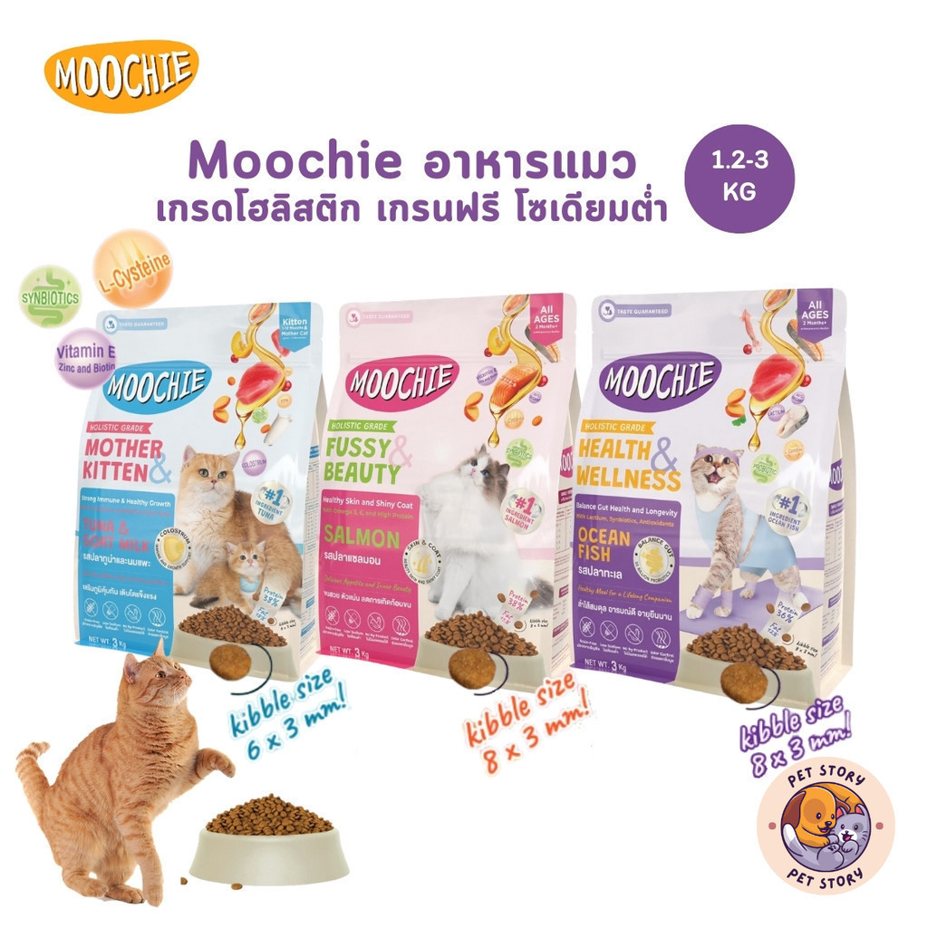 Moochie อาหารเม็ดแมว เกรดโฮลิสติก เกรนฟรี พร้อม Superfood บำรุงครบถ้วน ขนาด 1.2-3 กิโลกรัม