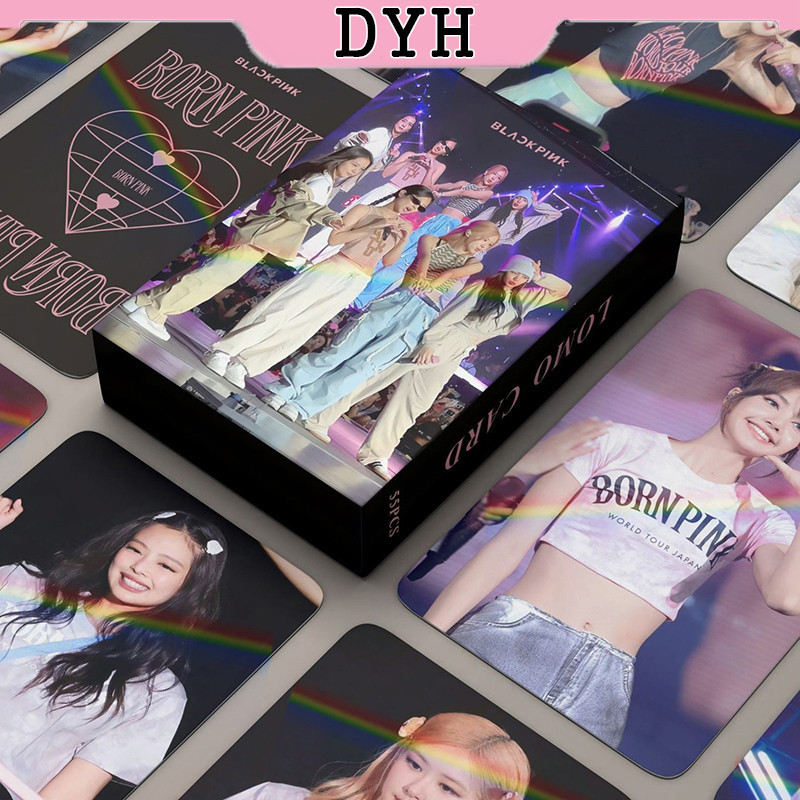 55ชิ ้ น/box BLACKPINK Laser Card Born Pink World Tour Album Photocard KPOP LOMO Card