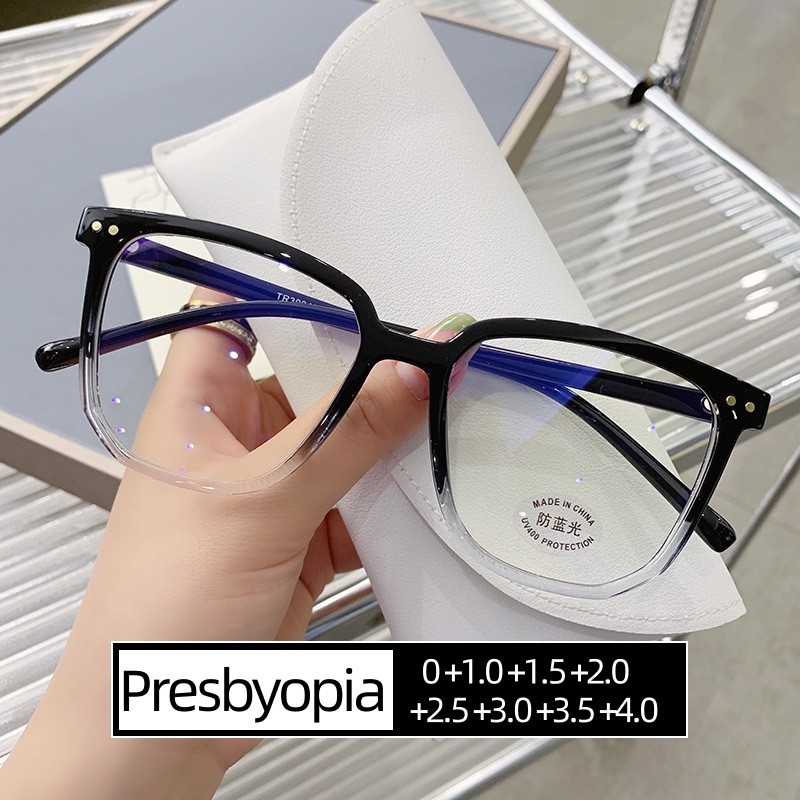 คลาสสิกสแควร์กรอบขนาดใหญ่แสงสีฟ้าปิดกั้นแว่นอ่านหนังสือสําหรับผู้หญิงย้อนยุคผู้ชายแว่นสายตายาว ไม่จํากัดเพศ ไกล สายตา แว่นตา
