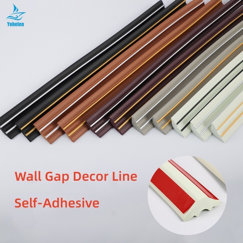 ตกแต่งบ้านยางนุ่ม Self-Adhesive Wall Trim Line เพดาน Baseboard Wall Joint Decor Strip Antipaste Wall Gap Line