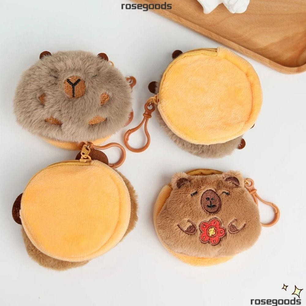กระเป๋าใส่เหรียญ จี้ตุ๊กตาการ์ตูนอนิเมะ ROSE Capybara ขนาดเล็ก แบบสร้างสรรค์ แฟชั่นสําหรับสุภาพสตรี