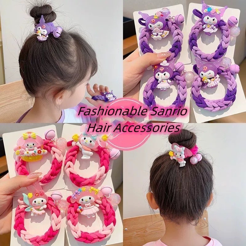 SANRIO ซานริโอ เด็กผูกผมถั่วสีสีทึบรายการซุปเปอร์ดิสนีย์สาวน้อยน่ารักเชือกถักหัวเชือกผมหางม้าเครื่องประดับผม