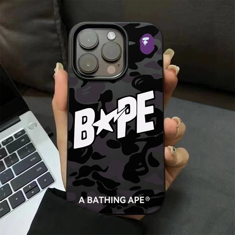 เคสไอโฟน16 15 14 13 12 11 Pro Max Phone Case กันกระแทก BAPE white fashion หรูหรา brand Compatible เคส iPhone 16PM,16Plus,X/XS, XR,7+,8Plus