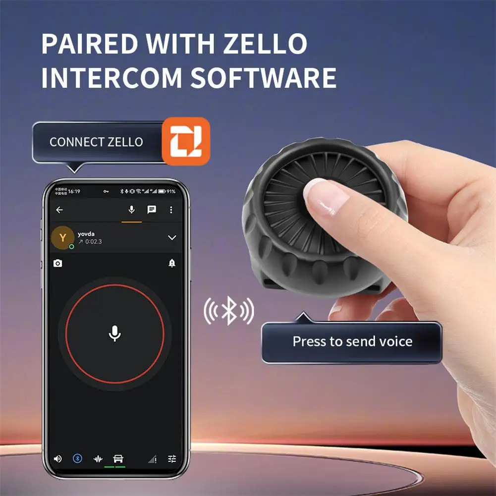 สําหรับ Zello Voice Intercom ไร้สาย PTT ปุ่มสวิทช์ควบคุมบลูทูธปุ่มไม่มีแบตเตอรี่สําหรับรถจักรยานยนต์