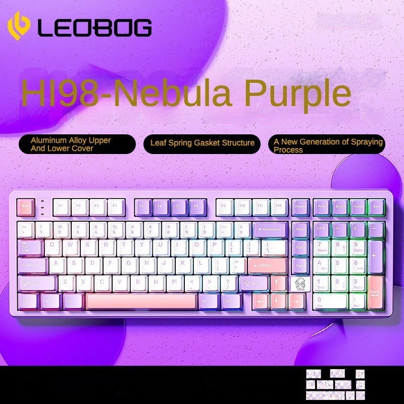 Leobog Hi98 CNC อลูมิเนียมคีย์บอร์ดแบบมีสาย RGB Custom ปะเก็นโครงสร้าง E-sports เกมสํานักงานเฉพาะ