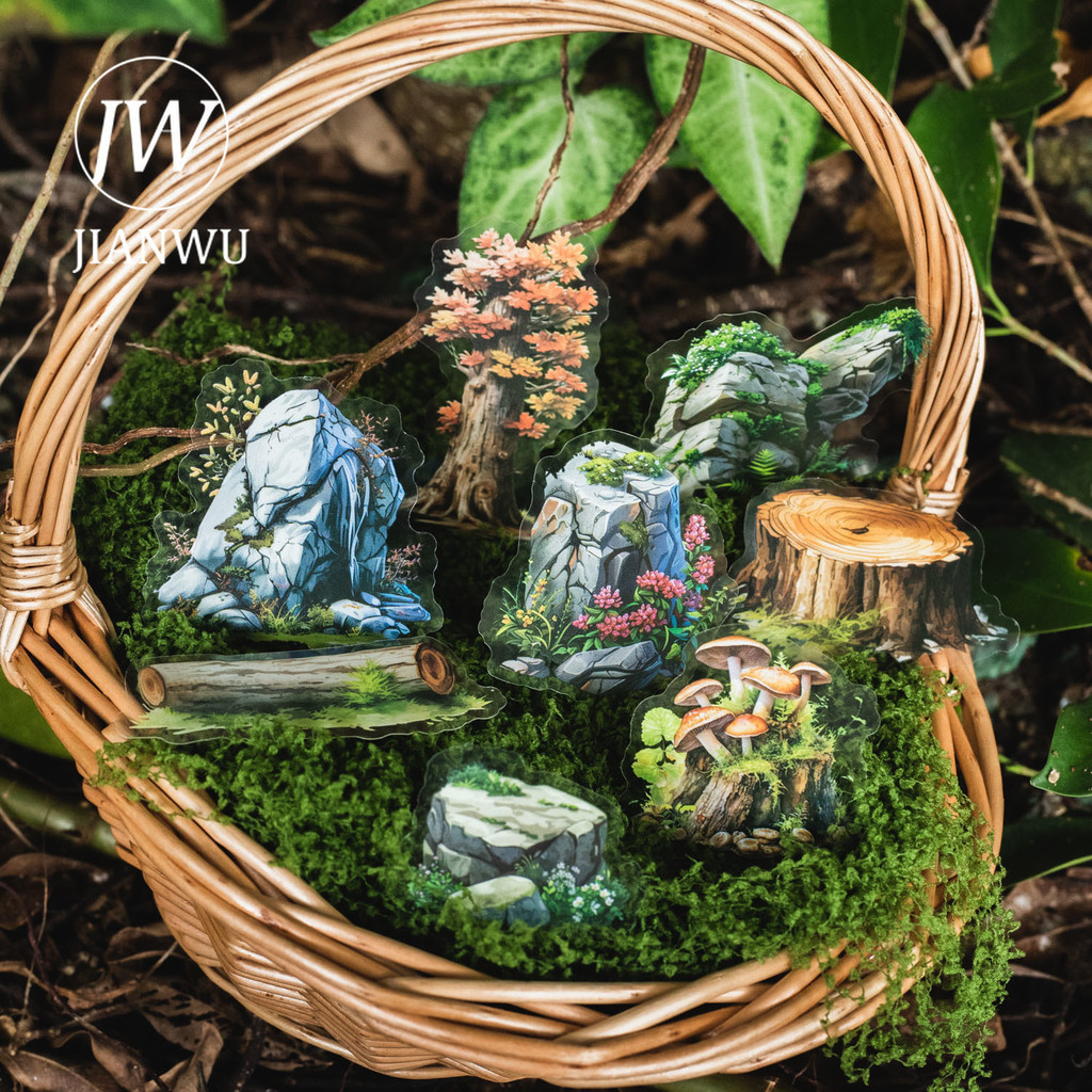 Jianwu Forest Home Series Vintage พืชสัตว์วัสดุ Collage PET สติกเกอร์ Creative DIY Journal Scrapbooking เครื่องเขียน