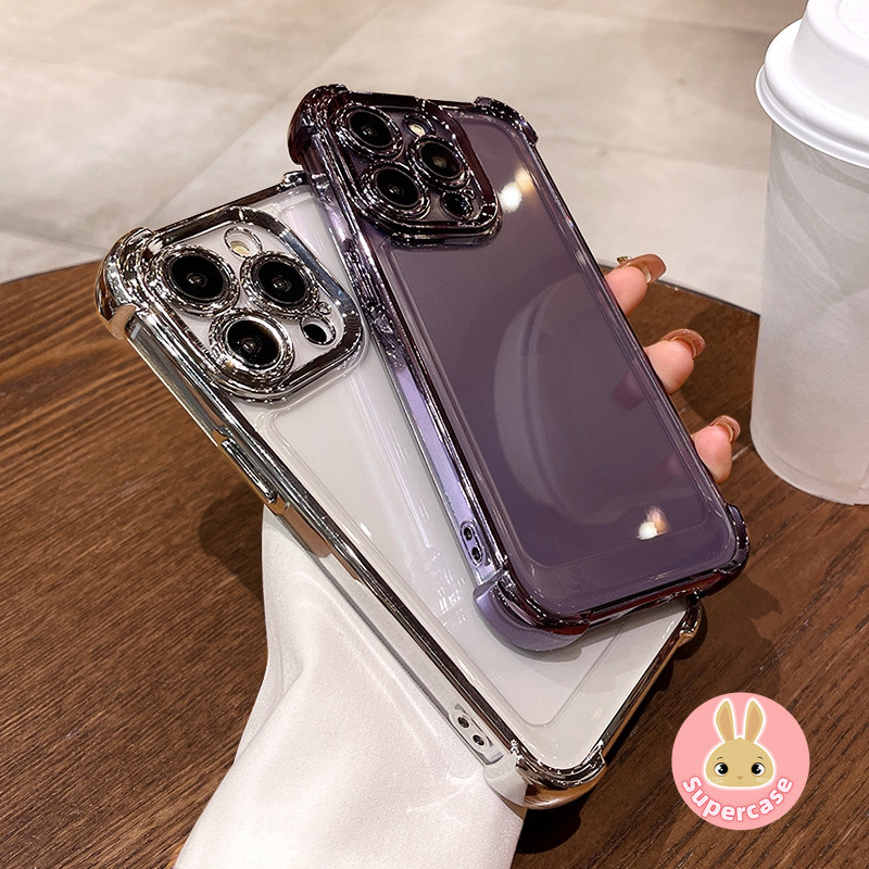หรูหรา Electroplate Clear เคสโทรศัพท์สําหรับ Samsung Galaxy S24 S23 S22 S21 FE Ultra Plus A73 A55 A54 A53 A52 A52S ซิลิโคนกันกระแทกปลอกกันชนฝาครอบโปร่งใส