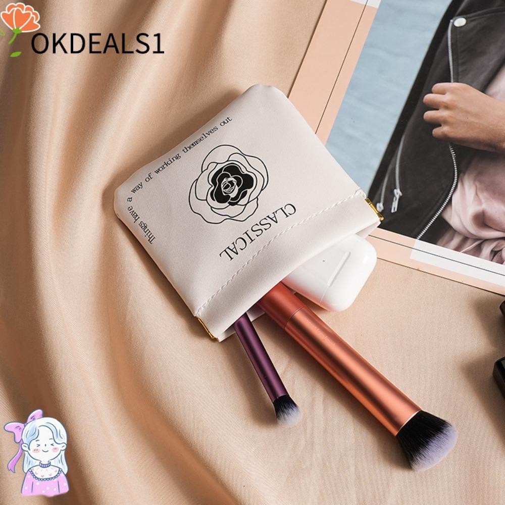 Dealshop กระเป๋าจัดระเบียบเครื่องสําอาง, กระเป๋าแต่งหน้าลิปสติก PU เรียบง่าย, แฟชั่น Mini Travel กระเป๋าเก็บแบบพกพาสําหรับผู้หญิงสาว
