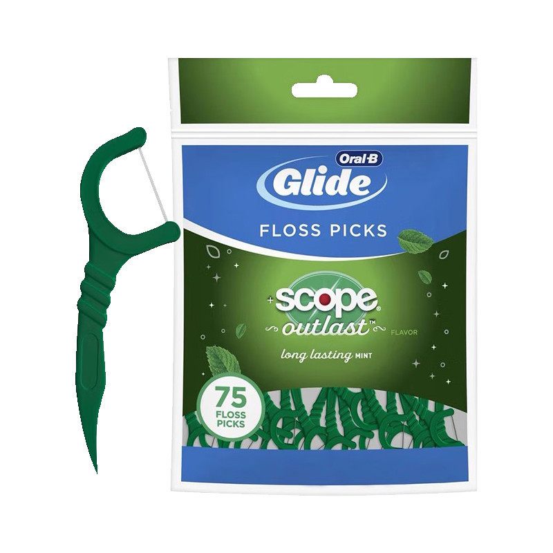 Oral B Mint C-shaped Floss Pick ไหมขัดฟัน Mint Flat Ultra Thin Thread ไหมขัดฟัน Sticks 75 ชิ้น/แพ็ค