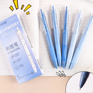 ohayo ปากกาหมึกเยอะ ปากกาแบบกด ขนาด 0.5mm เขียนลื่น 5 ด้าม / กล่อง ปากกาเจล มึกสีดํา เหมาะสําหรับการเขียนข้อสอบ
