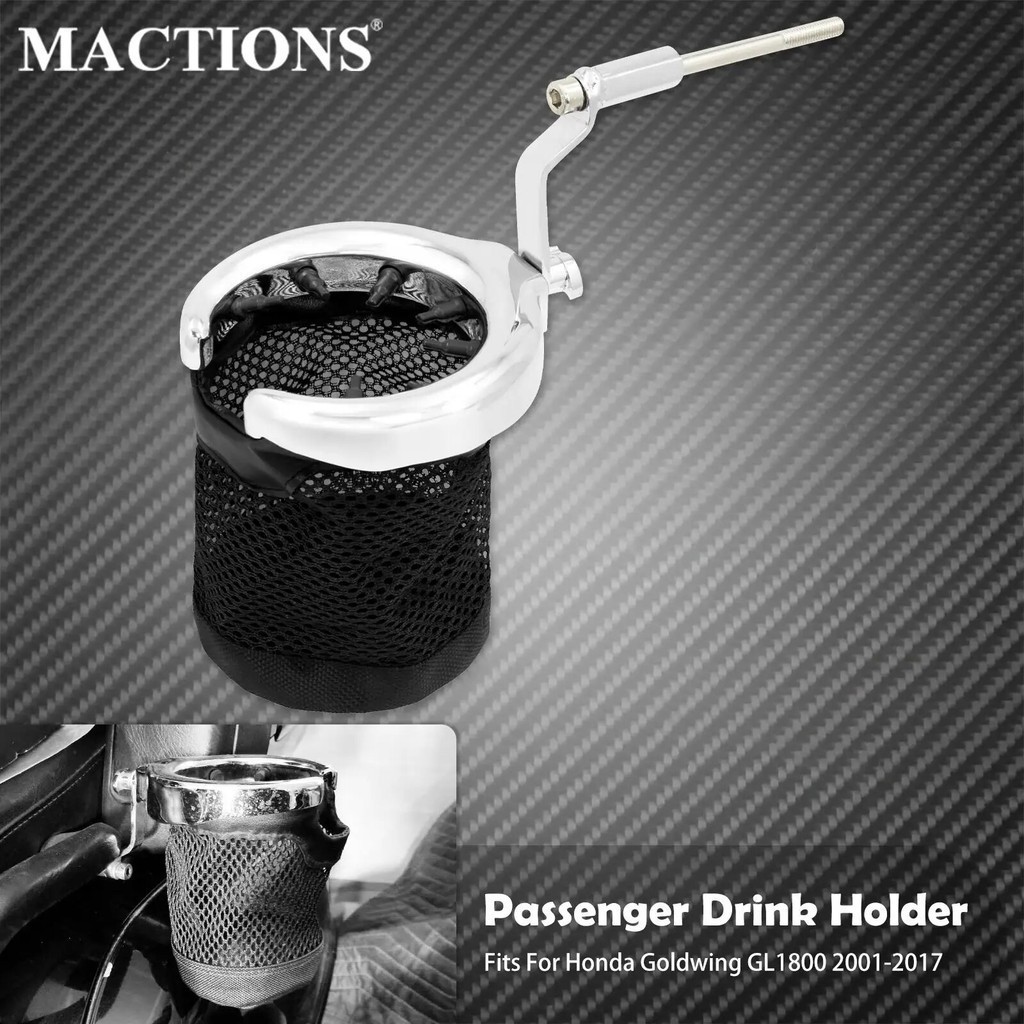 BA Motorcycle Chrome Drink Holder Cup Passenger Handlebar For Honda Goldwing GL1800 2001-2015 2016 2
