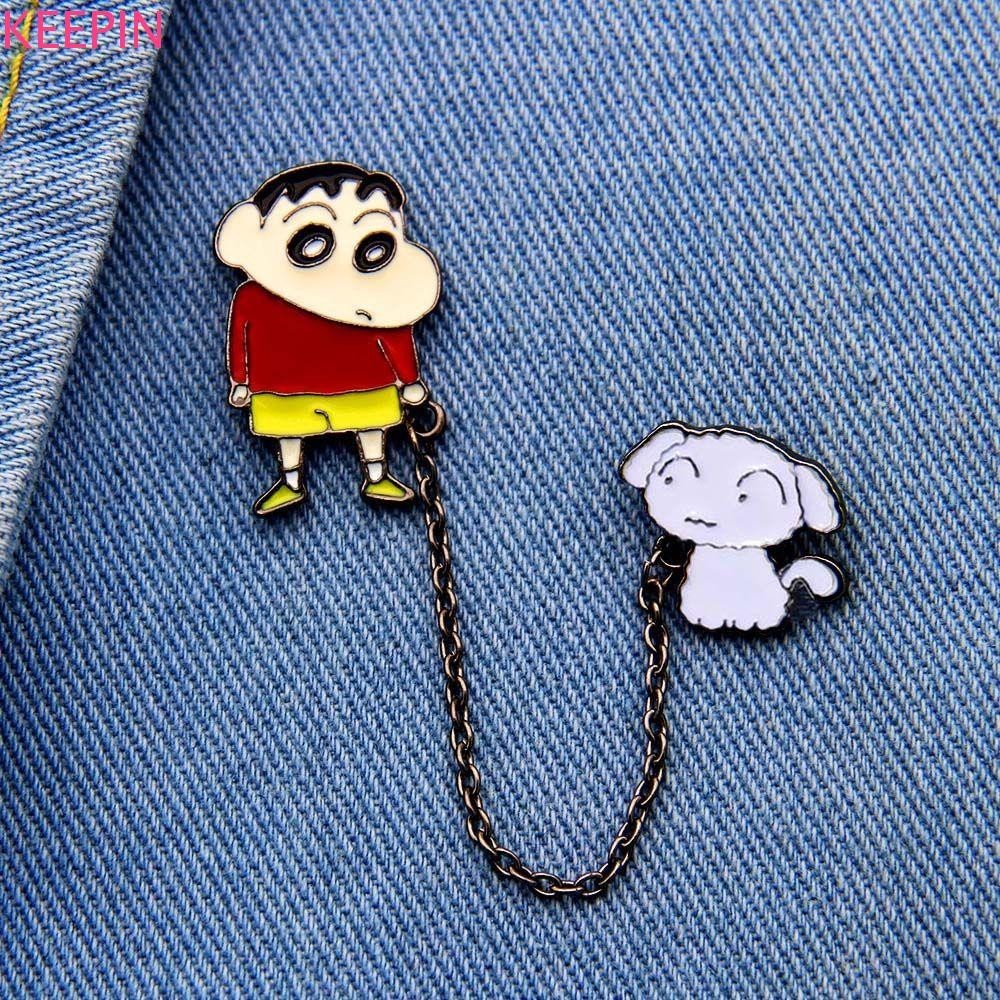 Keepin เข็มกลัดตัวละครอะนิเมะน่ารักหยดน้ํามันการ์ตูน Crayon Shinchan สําหรับ Coat หมวกสไตล์เกาหลี Badge