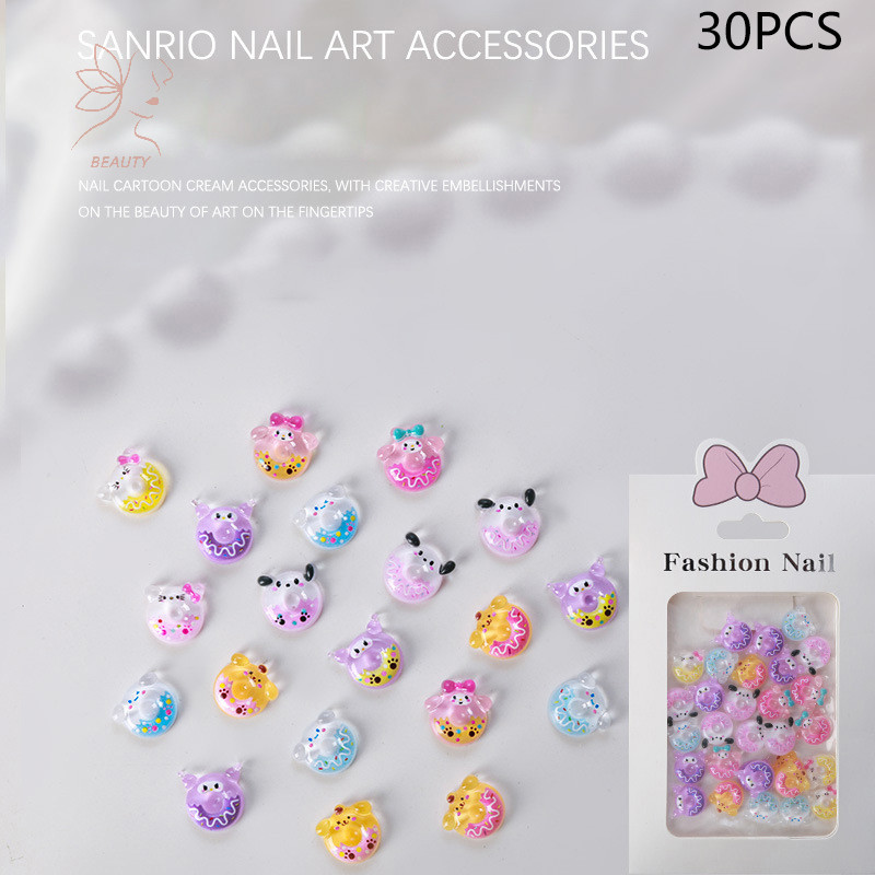 [maybeauty] 30 ชิ้น/เซ็ต 3D Sanrio Kawaii การ์ตูนเครื่องประดับเล็บตกแต่ง Mini Dog Diy เล็บเครื่องมืออุปกรณ์เล็บ Ch ของขวัญ {TH}