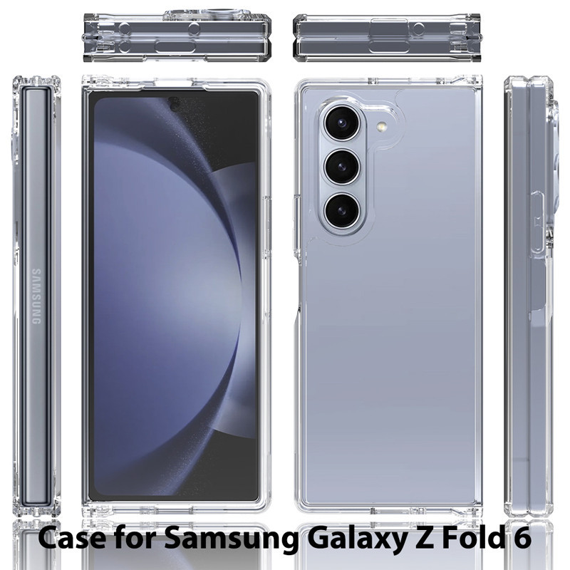 สําหรับ Samsung Galaxy Z Fold 6 กรณี ELVEV กันกระแทกโปร่งใส Hard PC Soft TPU Edge Anti-catch ฝาครอบพับ