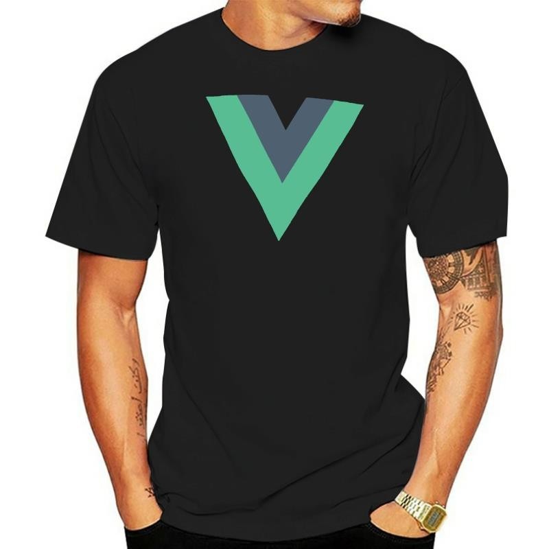 พิมพ์ผู้ชายเสื้อยืดผ้าฝ้ายเสื้อยืด O-คอแขนสั้น Vue VueJS Vue.js Progressive JavaScript Framework เสื