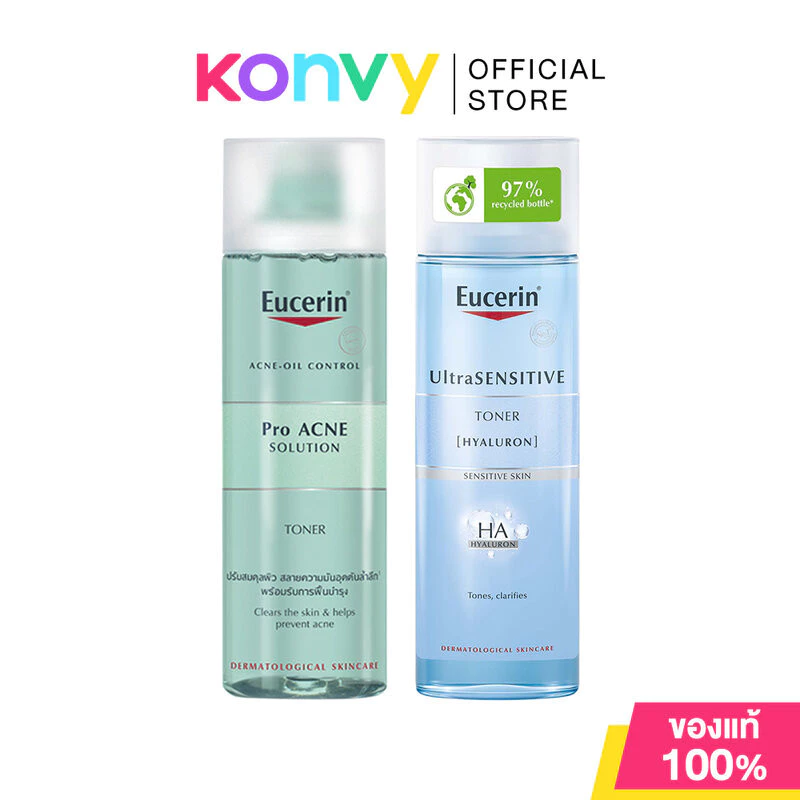 Eucerin Toner ยูเซอริน โทนเนอร์เช็ดทำความสะอาดผิวหน้า 200ml (Pro Acne/Hyaluron)