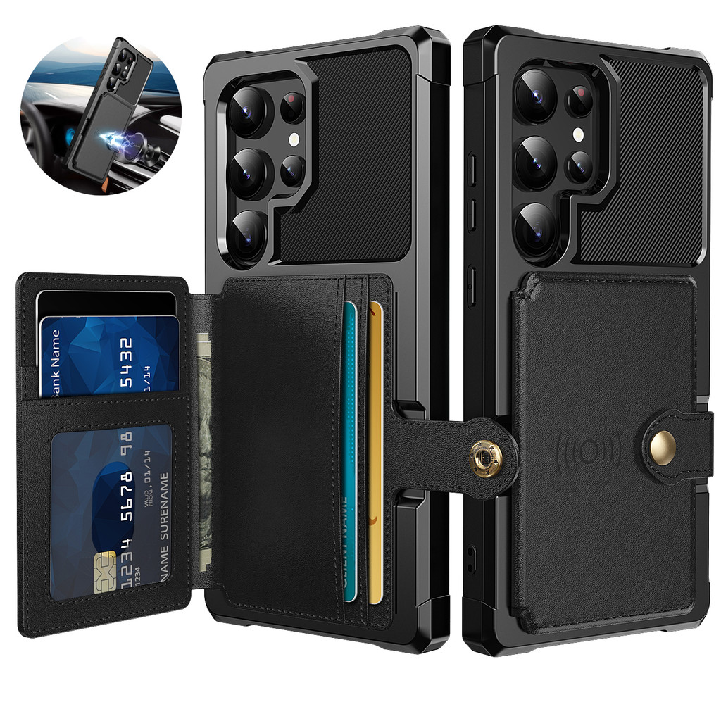 สําหรับ Samsung Galaxy S26 S25 S24 S23 S22 Ultra Plus S21 FE กรณีผู้ถือบัตรกันกระแทกหรูหราหนังกระเป๋าสตางค์