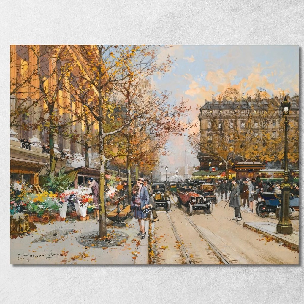Place De La Madeleine Eugène Galien-Laloue, egl54 ภาพพิมพ์บนผ้าใบแคนวาส