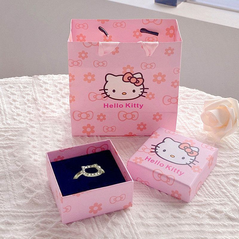 คิตตี้แมวของขวัญสร้อยข้อมือชุดสร้อยคอแหวนสาววันวาเลนไทน์ผู้หญิงของขวัญวันอัญมณีกล่องของขวัญวันเกิดห่อกระเป๋าเครื่องประดับแฟ - รูปที่ 5