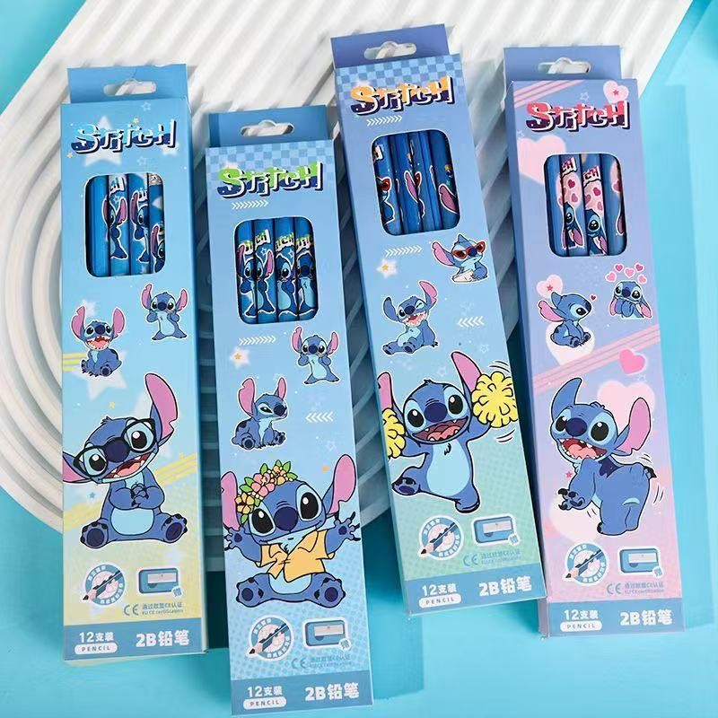12 ชิ้น Stitch ดินสอ Stitch Interstellar Baby HB วาดพร้อมปากกายางลบ